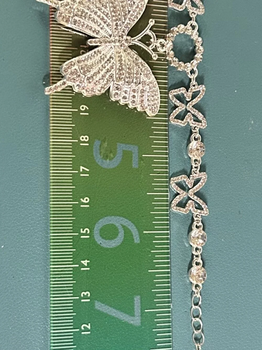 Silver Rhinestone Butterfly Statement Anklet / Ankle Bracelet